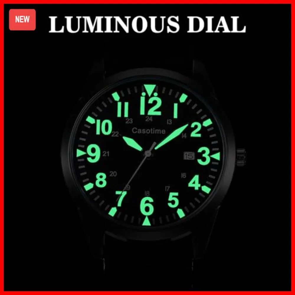 Men's Tactical Analog Quartz Watch Luminous Dial 30M Water Resistant